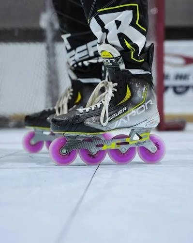 Inline skates with purple wheels